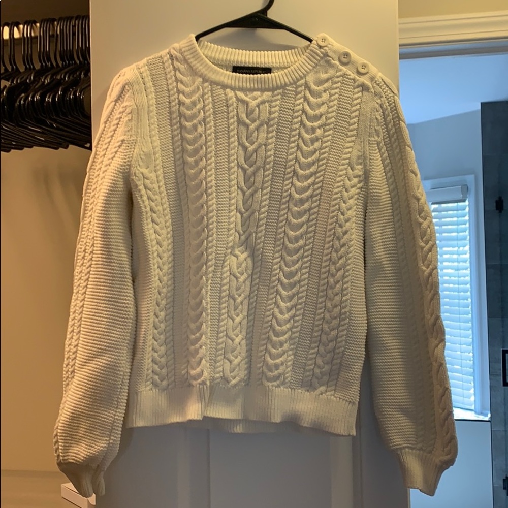 Banana Republic white cable knit sweater